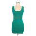 Say What? Casual Dress - Bodycon Scoop Neck Sleeveless: Teal Print Dresses - Women's Size Large