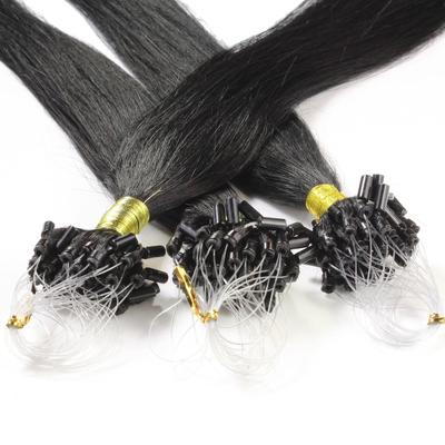 hair2heart - Microring Extensions Echthaar #2/0 Schwarz 0.5g Haarextensions 25 ct Schwarz Damen (21.99 € / 1 ct) Image