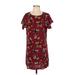 BeachLunchLounge Casual Dress - Shift: Burgundy Floral Dresses - Women's Size Small