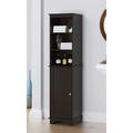 Hokku Designs Freestanding Storage Cabinet w/ Three Tier Shelves, Tall Slim Cabinet, Free Standing Linen Tower, Espresso Manufactured Wood | Wayfair