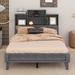 Red Barrel Studio® Teshira Platform Bed Frame w/ 4 Open Storage Shelves Wood in Brown/Gray | 47.4 H x 55.6 W x 90.5 D in | Wayfair
