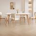 Corrigan Studio® Modern minimalist solid wood rock slab dining table & chairs Wood in Brown/White | 29.53 H x 31.5 W x 55.12 D in | Wayfair