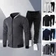 Ensemble de survêtement de sport à col montant pour hommes veste à glissière élastique pour la