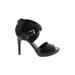 Marc Fisher Heels: Strappy Stilleto Chic Black Solid Shoes - Women's Size 7 1/2 - Open Toe