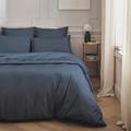 Parure de lit en percale de coton bleu nuit 200x200