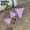 Sanrio Hello Kitty Bikini Set Kawaii Damen Sommer Badeanzug Zweiteiliger Badeanzug Niedliche sexy brasilianische Bademode Bikini Geschenke
