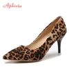 Aphixta Leopard Schuhe Frau Heels Pumps High Nude 8cm Dünne Fersen Hochzeit Schuhe Party Damen Schuhe Klassische Pumps Große größe 44
