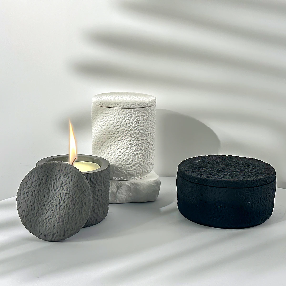 Große Kerze Glas Silikon form mit Deckel Zement Beton Blumentöpfe Schmuck Aufbewahrung sbox DIY Harz Flaschen Form Wohnkultur Handwerk Image