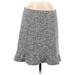 Ann Taylor LOFT Casual Fit & Flare Skirt Knee Length: Gray Tweed Bottoms - Women's Size Medium Petite