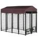 PawHut Outdoor Dog Kennel with Rotating Bowl Holders Walk-in Pet Playpen Red