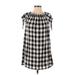 Ann Taylor LOFT Casual Dress - Shift Crew Neck Short sleeves: Black Checkered/Gingham Dresses - Women's Size Small