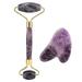 DEWIN Jade Roller Quartz Jade Roller Natural Amethyst Double Head Jade Stone Roller Guasha Scrapping Plate Face Roller Massage Tool Kit