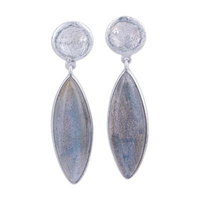 Grey Eyes,'Labradorite and Textured Sterling Silver Earrings'