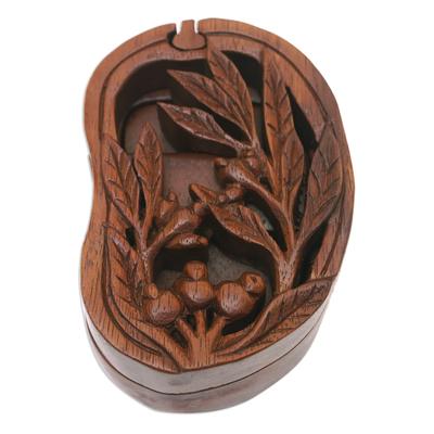 Spring Vibes,'Hand-Carved Leafy Suar Wood Puzzle Box from Bali'