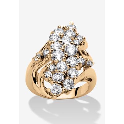 Women's 3.44 Tcw Cubic Zirconia Gold-Plated Cluster Wave Ring by PalmBeach Jewelry in Gold (Size 10)
