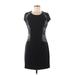 Calvin Klein Cocktail Dress - Sheath Crew Neck Short sleeves: Black Print Dresses - Women's Size 8