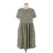 Cream & Sugar Casual Dress: Green Animal Print Dresses - Women's Size 1X