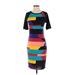 Lularoe Casual Dress - Sheath Crew Neck Short sleeves: Black Color Block Dresses - Women's Size X-Small