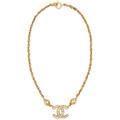 chanel Chanel Coco Mark Rhinestone Necklace in Gold - Metallic Gold. Size all.