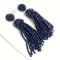 J. Crew Jewelry | J Crew Edwina Tassel Beaded Earrings Dark Evening Navy Nwt | Color: Blue | Size: Os