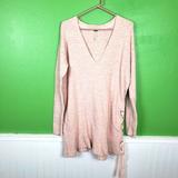 Free People Sweaters | Free People Oversized Baby Pink Knit Tunic Laced Cotton Sweater Dress Size Small | Color: Pink | Size: S