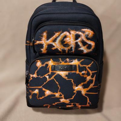 Michael Kors Bags | Auth Michael Kors Mens Limited Kent Woven Canvas Navy And Fire Utility Backpack | Color: Blue/Orange | Size: Os