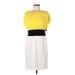 Sandra Darren Casual Dress - Sheath Crew Neck Short sleeves: Yellow Color Block Dresses - Women's Size 8