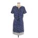The Limited Casual Dress - Shirtdress: Blue Paint Splatter Print Dresses - Women's Size Medium