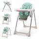 INFANS Baby High Chair, Convertible Foldable Highchair for Babies and Toddlers w/Adjustable Backrest Footrest Seat Height, Double Removable Tray, Detachable PU Cushion, Built-in Front Wheels (Green)