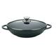Cheffinger WOK Wok Pan Induction 36 cm Die-Cast Aluminium with Lid Marble Coating Silicone Handles