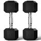 GRETERST Dumbbells Set Rubber Coated Hex Hand Weights Exercise & Fitness for Home Gym Workouts Strength Training Equipment, Black, 30LB
