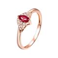 Lab Created Ruby Rings for Women, Diamond Eternity Ring 18K Rose Gold AU750 1 0.35CT VVS Red Lab Ruby with 16 0.09CT H Diamonds Halo H 1/2 Valentine