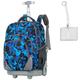 Backpack with Wheels 18” for Boys and Girls, 30L Volume Compartment Trolley Backpack for Laptop or Tablet,Padded Back Cushion, Bumper Protector at the Bottom, with Wheels Cover Perfect for Travel