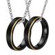 Gualiy His and Her Tungsten Steel Necklaces, His and Hers Necklaces for Couples 5mm Black Brushed Ring with Gold Edge Necklaces Women R 1/2 + Men T 1/2