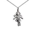 British Jewellery Workshops Silver 19x13mm moveable Rag Doll Pendant with a 1mm wide curb Chain 18 inches