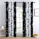 Black and White Music Note Curtains for Bedroom Living Room - Eyelet Blackout Curtains 66 x 72 Inch (W x L), 72 Drop Thermal Insulated Curtains & Drapes, Patterned Window Treatments, 2 Panels