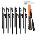 DKSooozs 12 Pack Tent Stake with Hammer, Tent Stakes + Tent Stakes Hammer, for Rocks Grassland