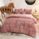 MEGO Luxury Shaggy Plush Duvet Cover Set, Soft 3 Pieces Fluffy Faux Fur Comforter Cover Set, Fuzzy Velvet Bedding Set Queen Size(1 Furry Duvet Cover + 2 Pillow Cases), Zipper Closure(Queen, Old Pink)