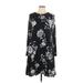 Old Navy Casual Dress - A-Line Crew Neck Long sleeves: Black Floral Dresses - Women's Size Large