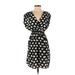 Soprano Casual Dress - Mini V Neck Short sleeves: Black Dresses - Women's Size Small