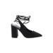 London Rebel Heels: Black Print Shoes - Women's Size 5 - Pointed Toe