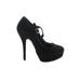 Steve Madden Heels: Pumps Platform Minimalist Black Print Shoes - Women's Size 5 1/2 - Round Toe