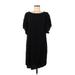 Ann Taylor LOFT Casual Dress - Shift Scoop Neck Short sleeves: Black Print Dresses - Women's Size Medium