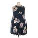 Fortune + Ivy Casual Dress - A-Line Crew Neck Sleeveless: Blue Floral Dresses - Women's Size 3X