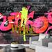IDEA4WALL Red Stylish Hip Hop Spray Paint Words Graffiti & Street Art Cityscape Urban Edgy Vinyl in Pink | 96 W in | Wayfair