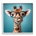 Stupell Industries Giraffe w/ Glasses On Wood Print Wood in Blue/Brown | 12 H x 12 W x 1.5 D in | Wayfair az-723_wfr_12x12