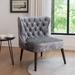 Slipper Chair - George Oliver Kaleesi Velvet Slipper Chair w/ Rubberwood Legs Velvet in Gray | 31.5 H x 26.18 W x 26.57 D in | Wayfair
