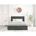 Winston Porter Nanea Wingback Storage Bed Upholstered/Metal/Linen in Black | 42 H x 60 W x 81 D in | Wayfair A6E9606439FA44BE83CB0F3E6D2C9F7D