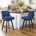 Wildon Home® Bianny Swivel 25.98" Counter Stool Wood/Upholstered/Leather in Blue | 37.01 H x 22.44 W x 20.87 D in | Wayfair