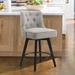 Wildon Home® Bianny Swivel 25.98" Counter Stool Wood/Upholstered/Leather in Gray | 37.01 H x 22.44 W x 20.87 D in | Wayfair